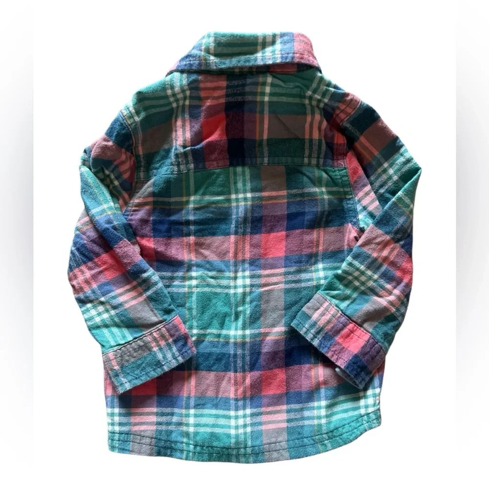 Oshkosh B’gosh Teal and Pink Plaid Lined Flannel | 12M